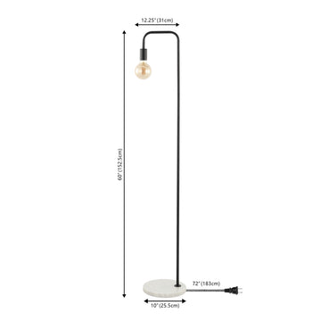 Vega 60" Minimalist Edison Metal/Marble Floor Lamp - JONATHAN Y